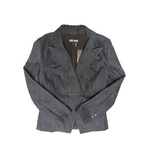 NWT DKNY Jeans Sz 4 double-breasted denim blazer peaked lapels buttoned front